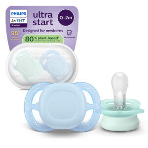 Succhietti ultra start 0-2m day pastello verde e blu , a base vegetale - set da 2 ciucci - philips avent - Avent