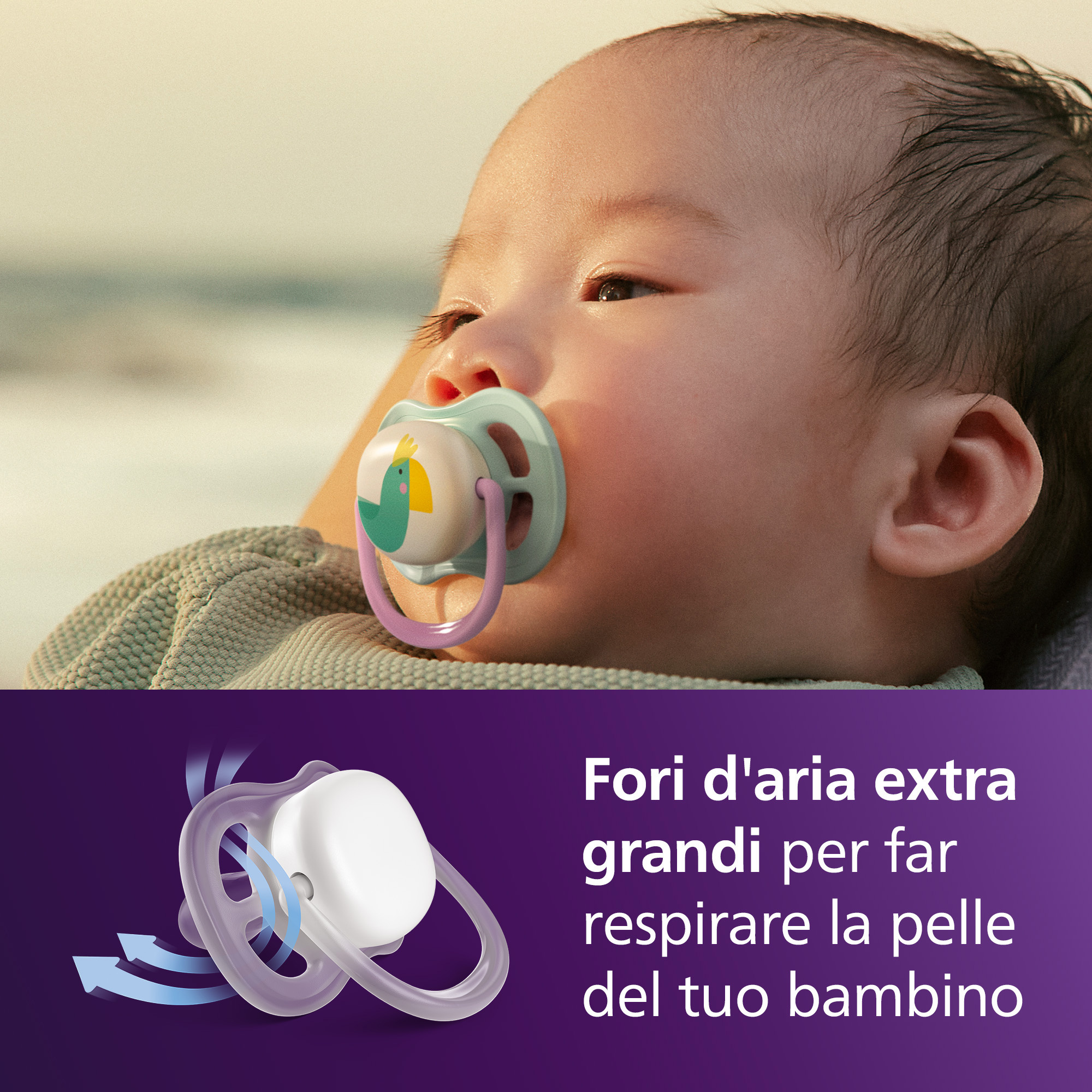 Succhietti ultra air collection 0-6m uccellino e fragola, a base vegetale - set da 2 ciucci - philips avent - Avent