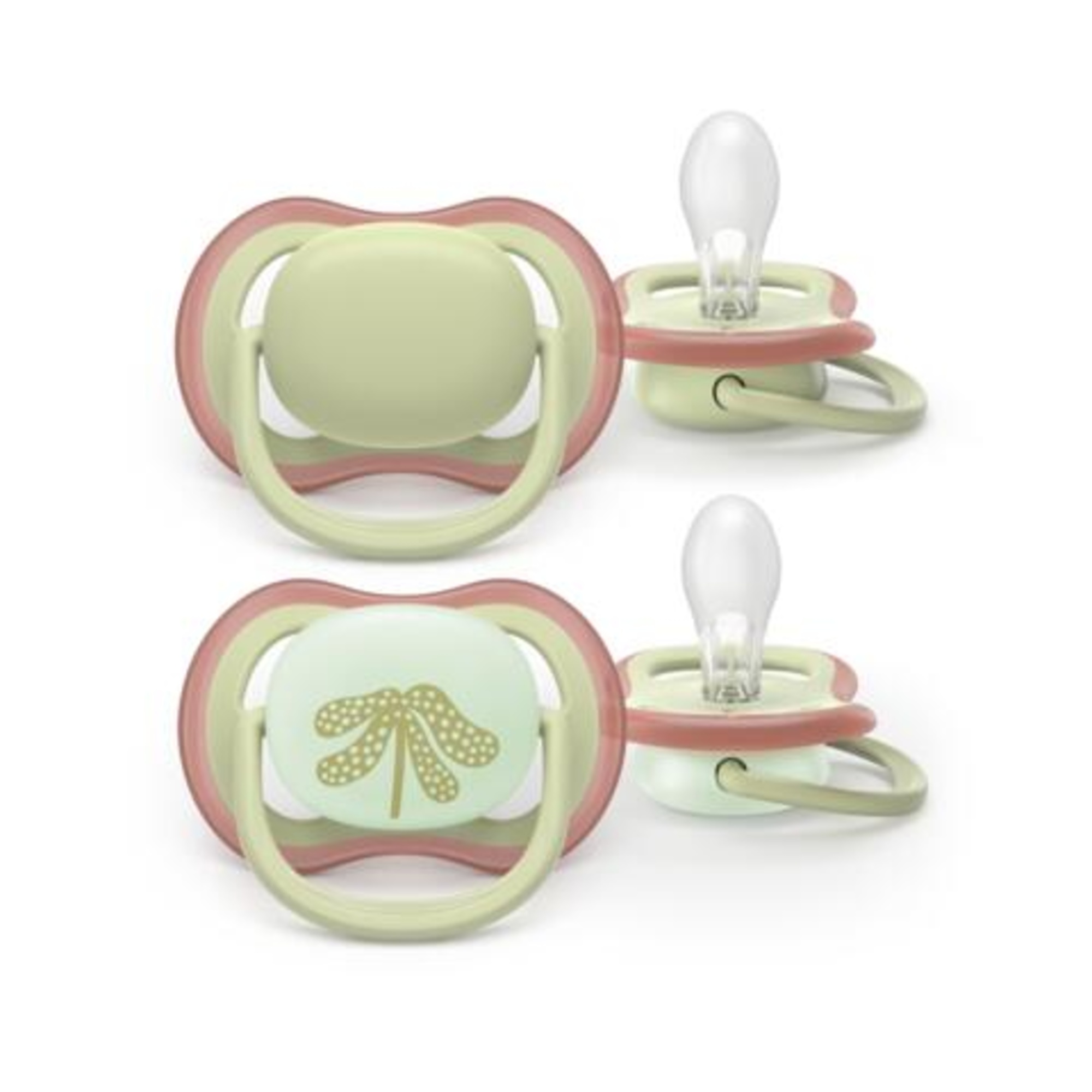 Succhietti ultra air day&night 6-18m pastello verde e foglia, a base vegetale - set da 2 ciucci - philips avent - Avent