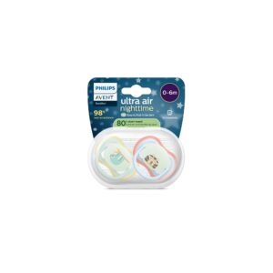 Succhietti ultra air night 0-6m bradipo e tigre, a base vegetale - set da 2 ciucci - philips avent - Avent