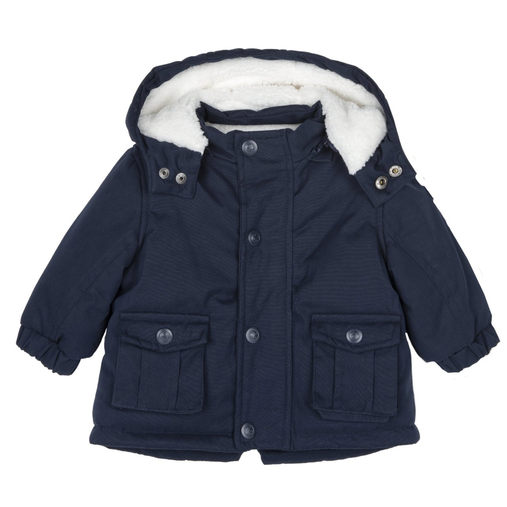 Parka blu lungo imbottito con cappuccio rimovibile - chicco - Chicco