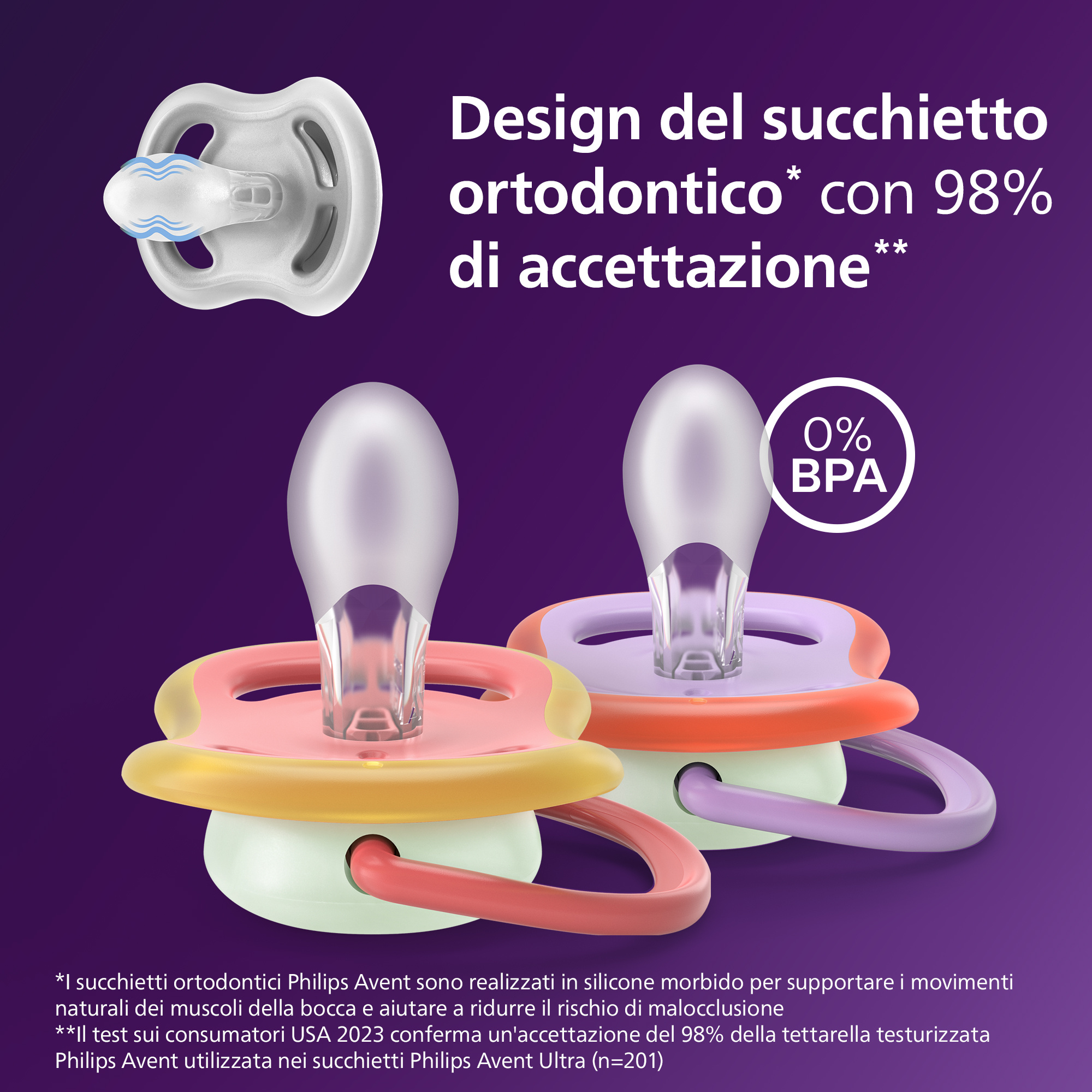 Succhietti ultra air night 18m+ tucano e ghepardo, a base vegetale - set da 2 ciucci - philips avent - Avent