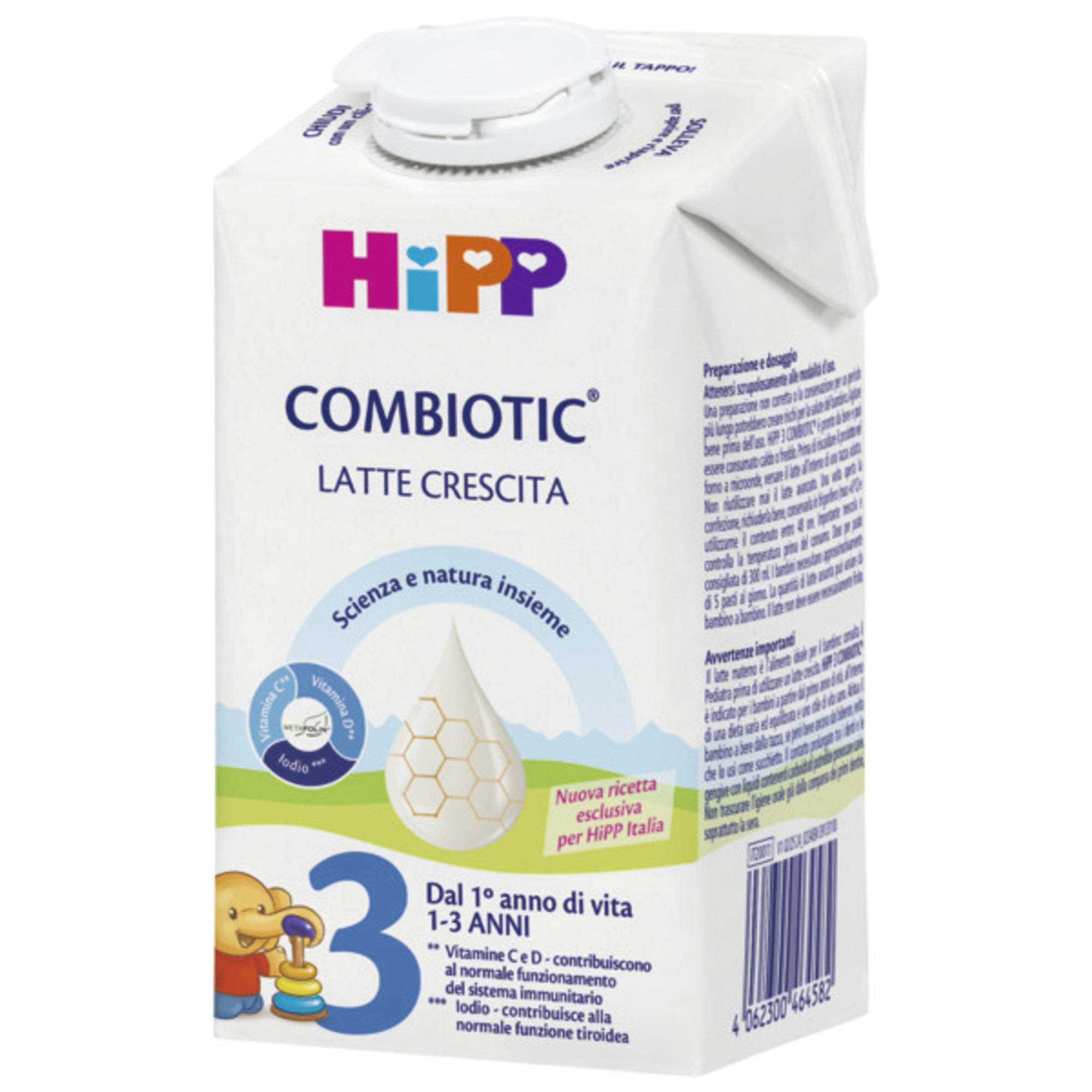 Latte crescita liquido combiotic®   3 - 500 ml hipp - Hipp