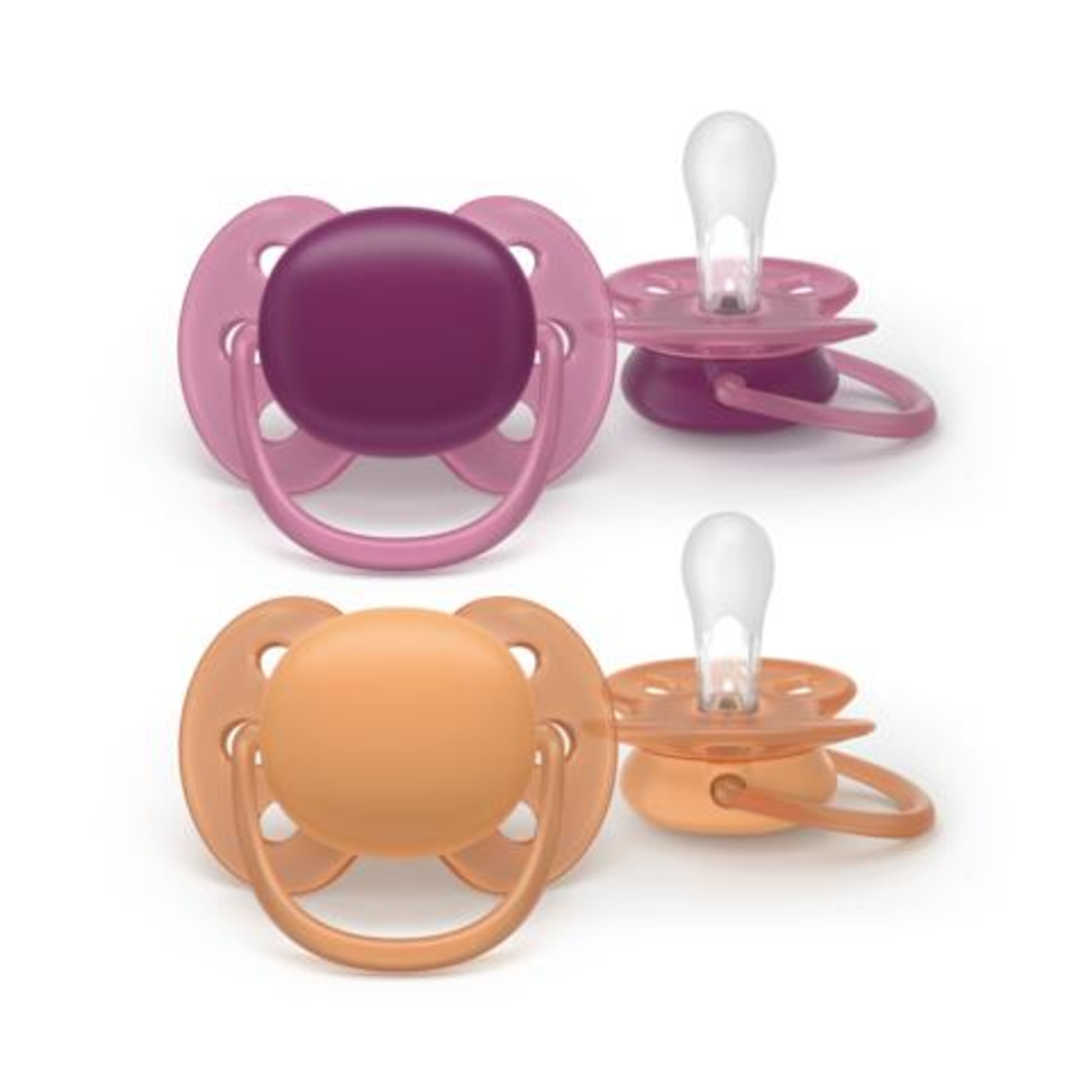 Succhietti ultra soft 18m+ pastello viola e marrone, a base vegetale - set da 2 ciucci - philips avent - Avent