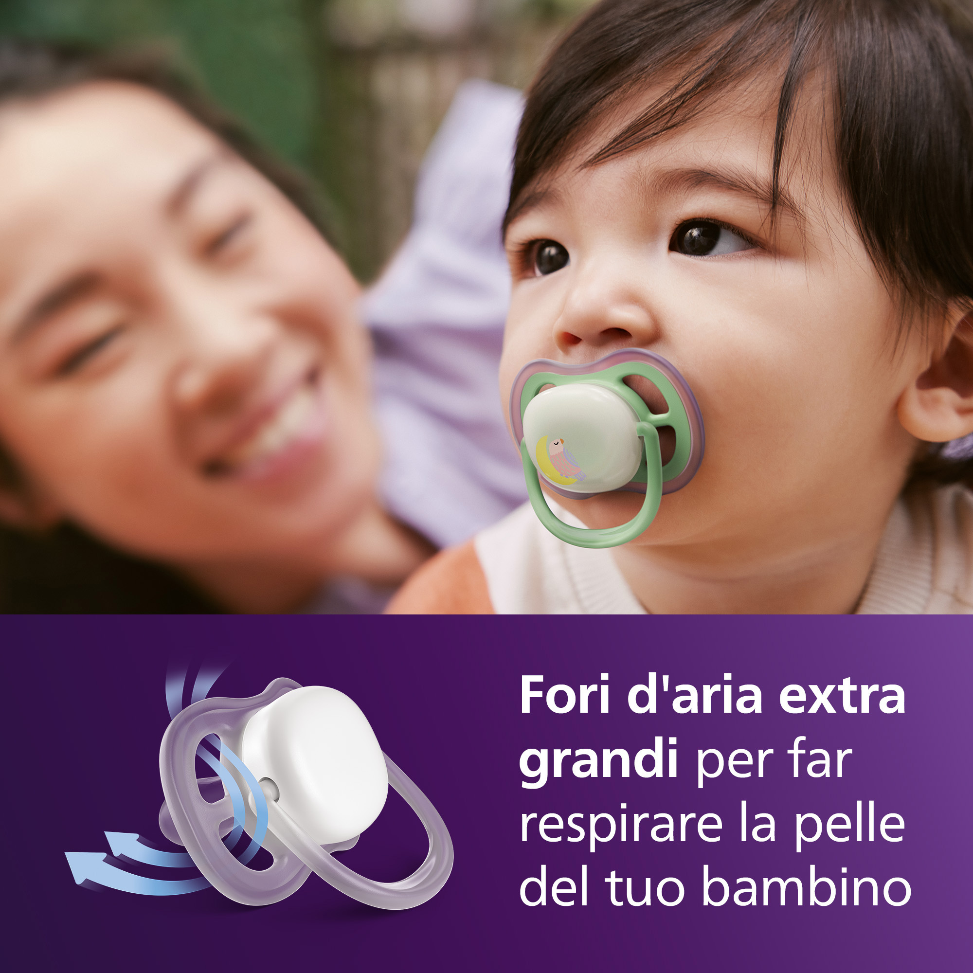 Succhietti ultra air night 6-18m uccellino e farfalla, a base vegetale - set da 2 ciucci - philips avent - Avent