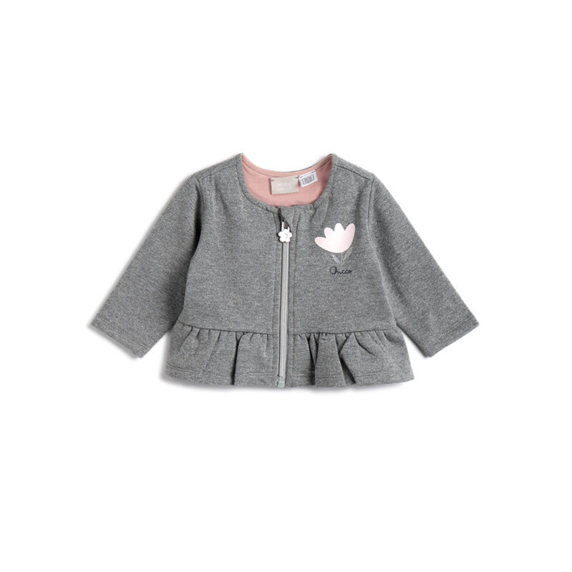 Felpa stampata grigia con zip in lurex - chicco - Chicco