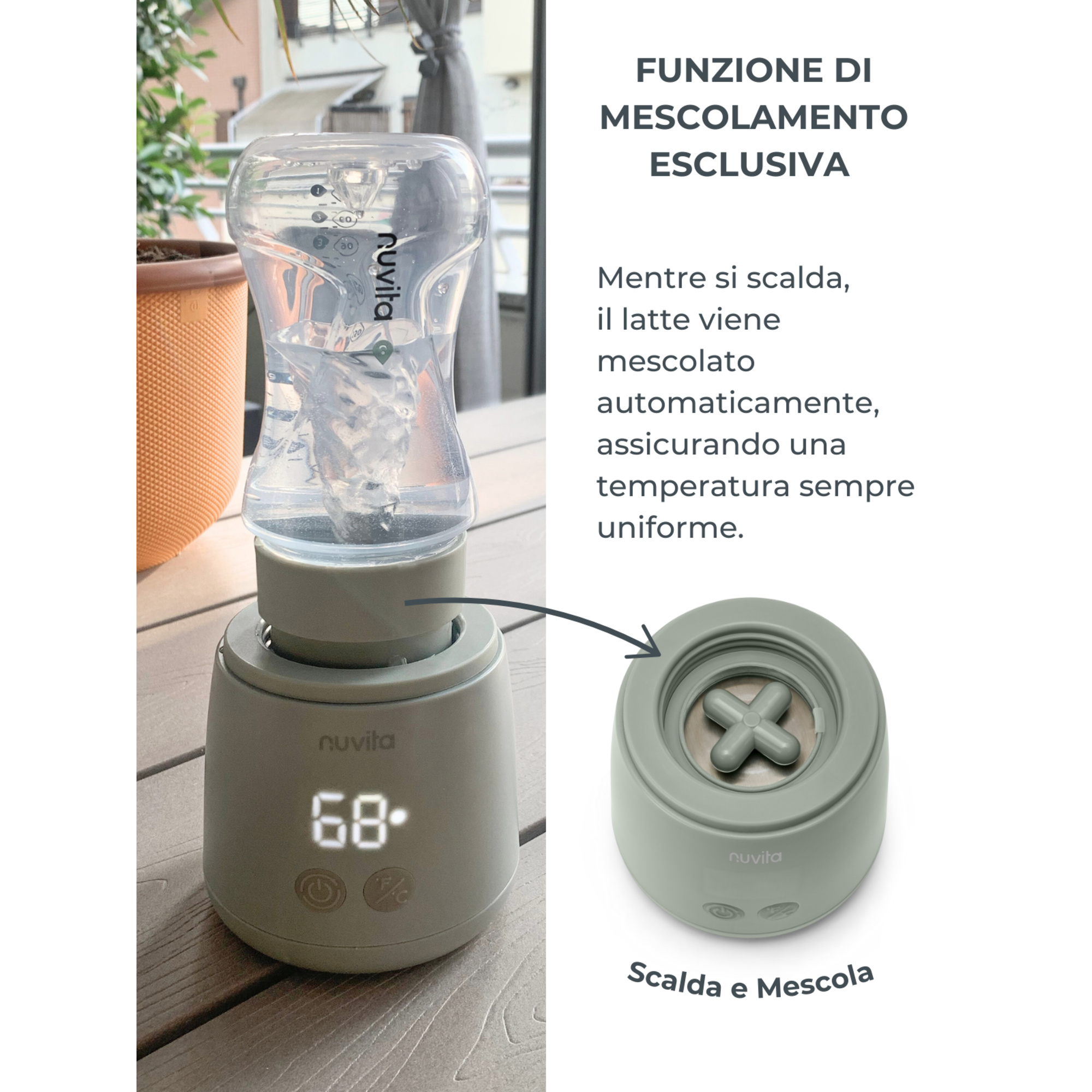 Scaldabiberon portatile mix70 universale con funzione di mescolamento 1164 - nuvita - Nuvita