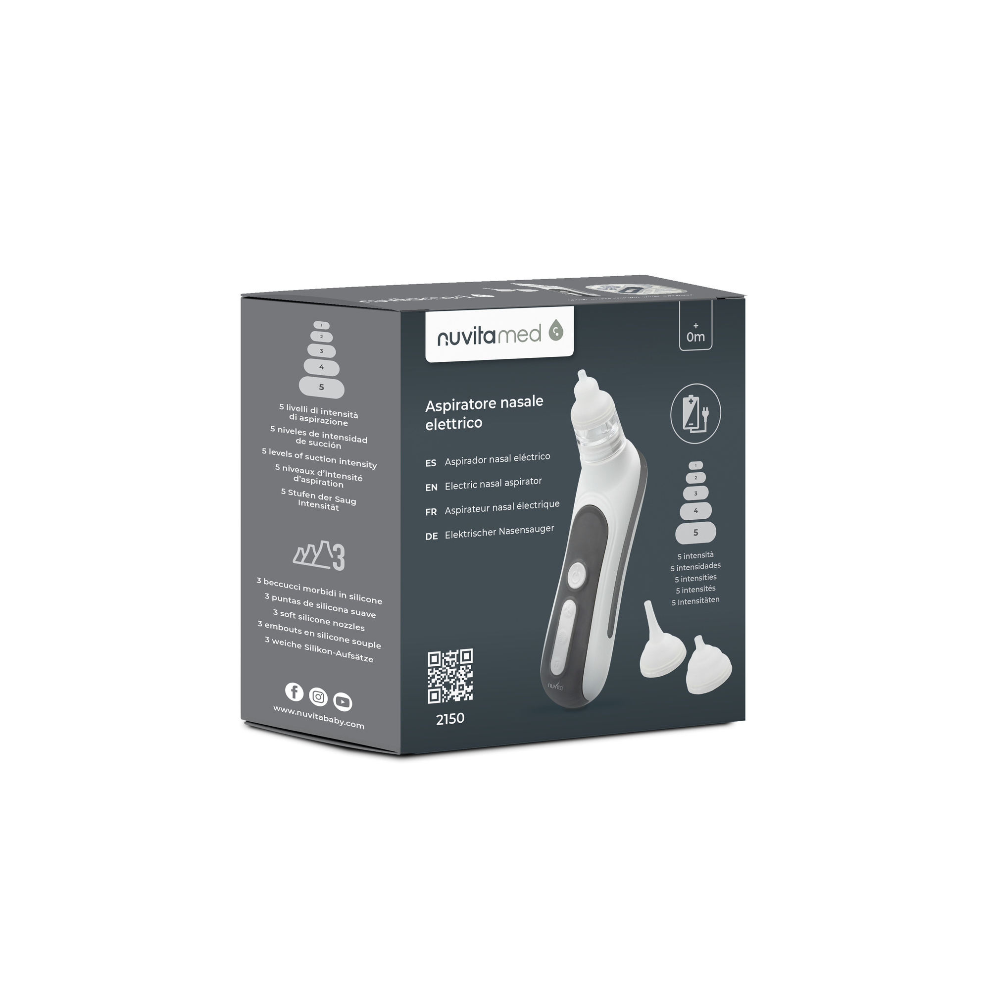 Aspiratore nasale elettrico con batteria ricaricabile nuvitamed - Nuvita