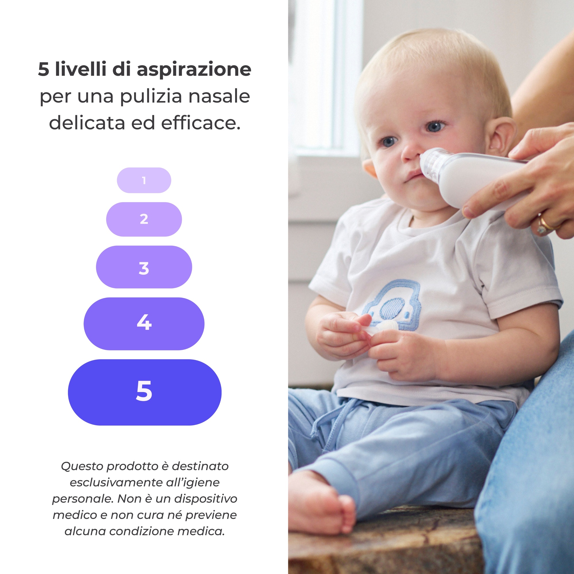 Aspiratore nasale elettrico con batteria ricaricabile nuvitamed - Nuvita