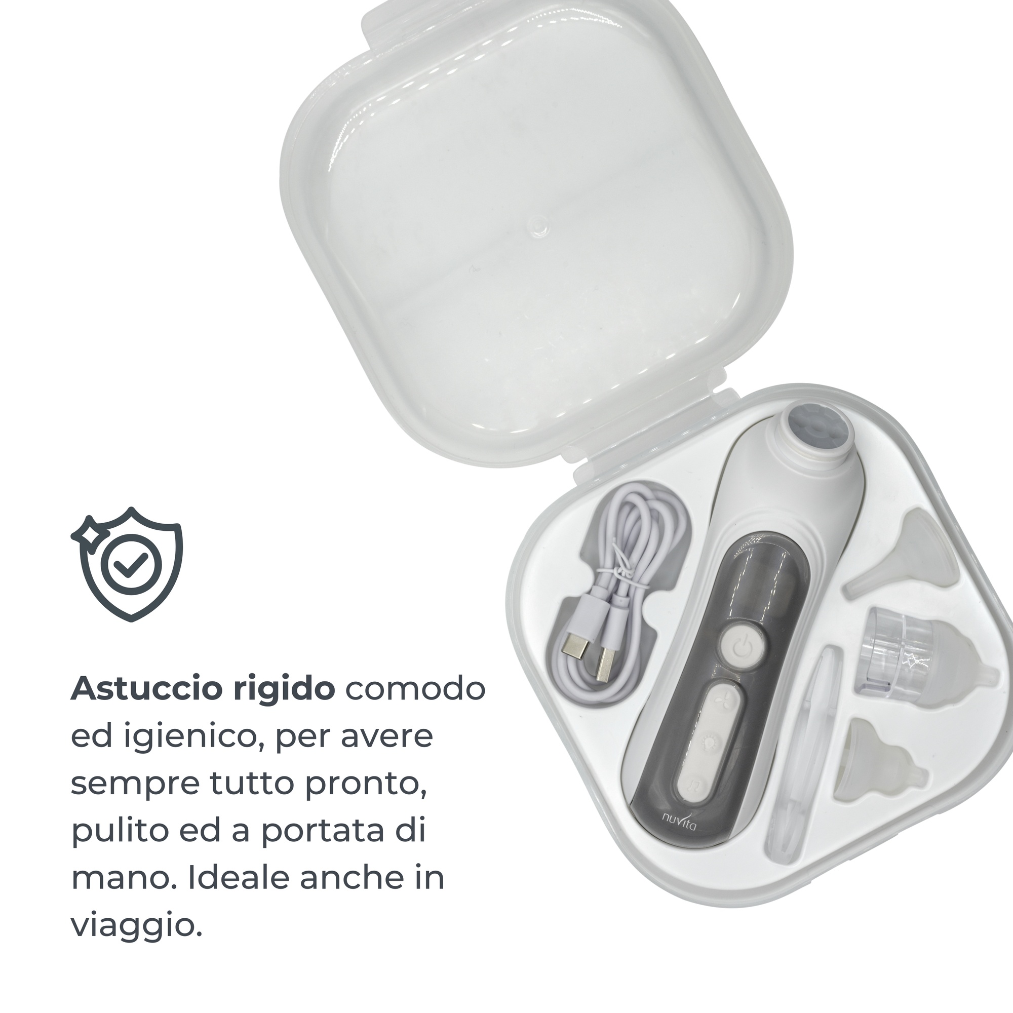 Aspiratore nasale elettrico con batteria ricaricabile nuvitamed - Nuvita