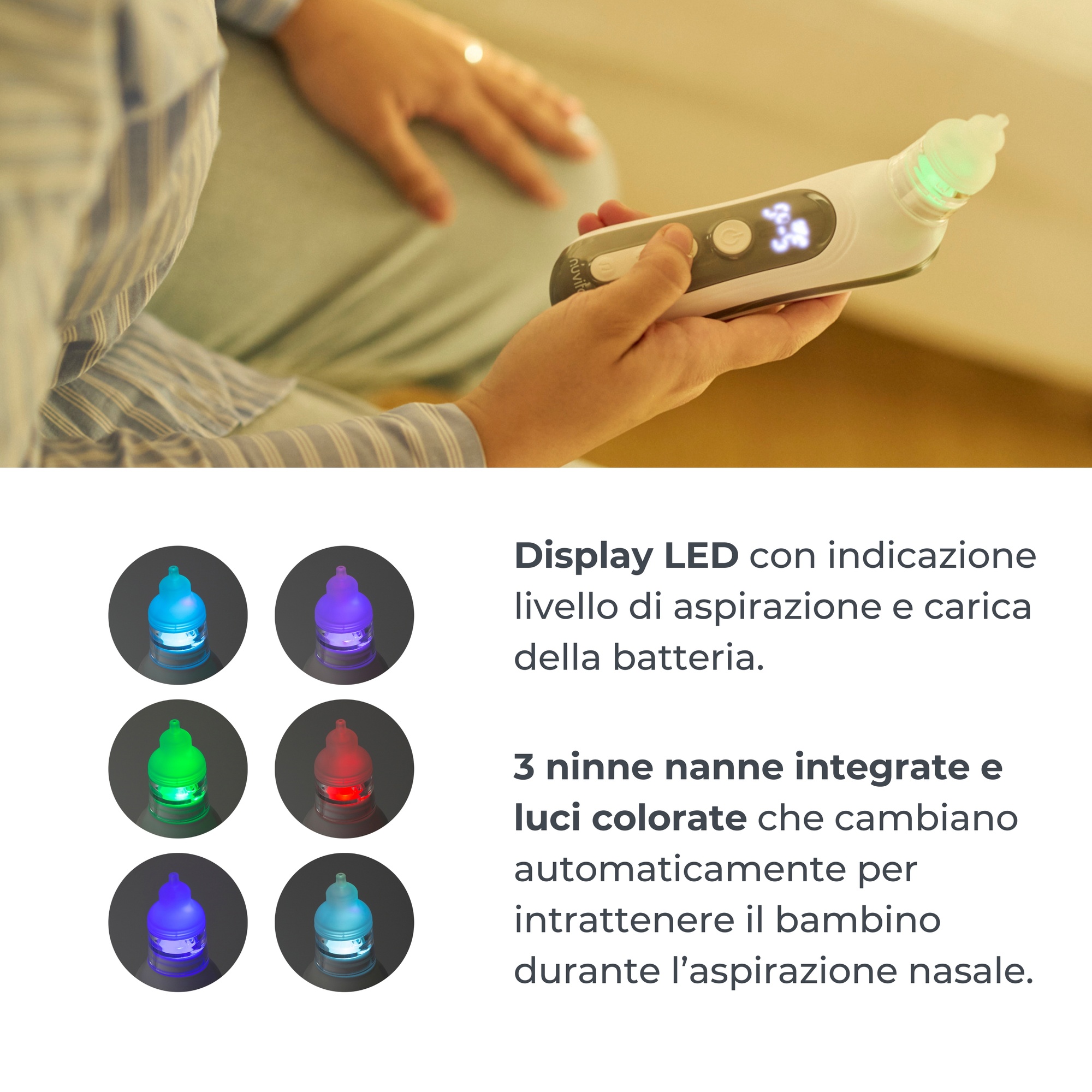 Aspiratore nasale elettrico con batteria ricaricabile nuvitamed - Nuvita