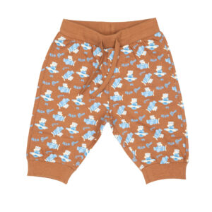 Pantalone french terry bimbo marrone stampato - Mawi