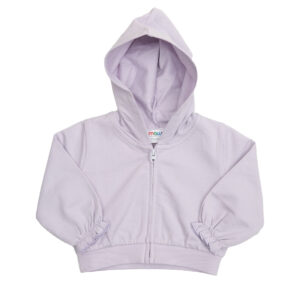 Felpa french terry con zip e cappuccio bimba rosa stampata - Mawi