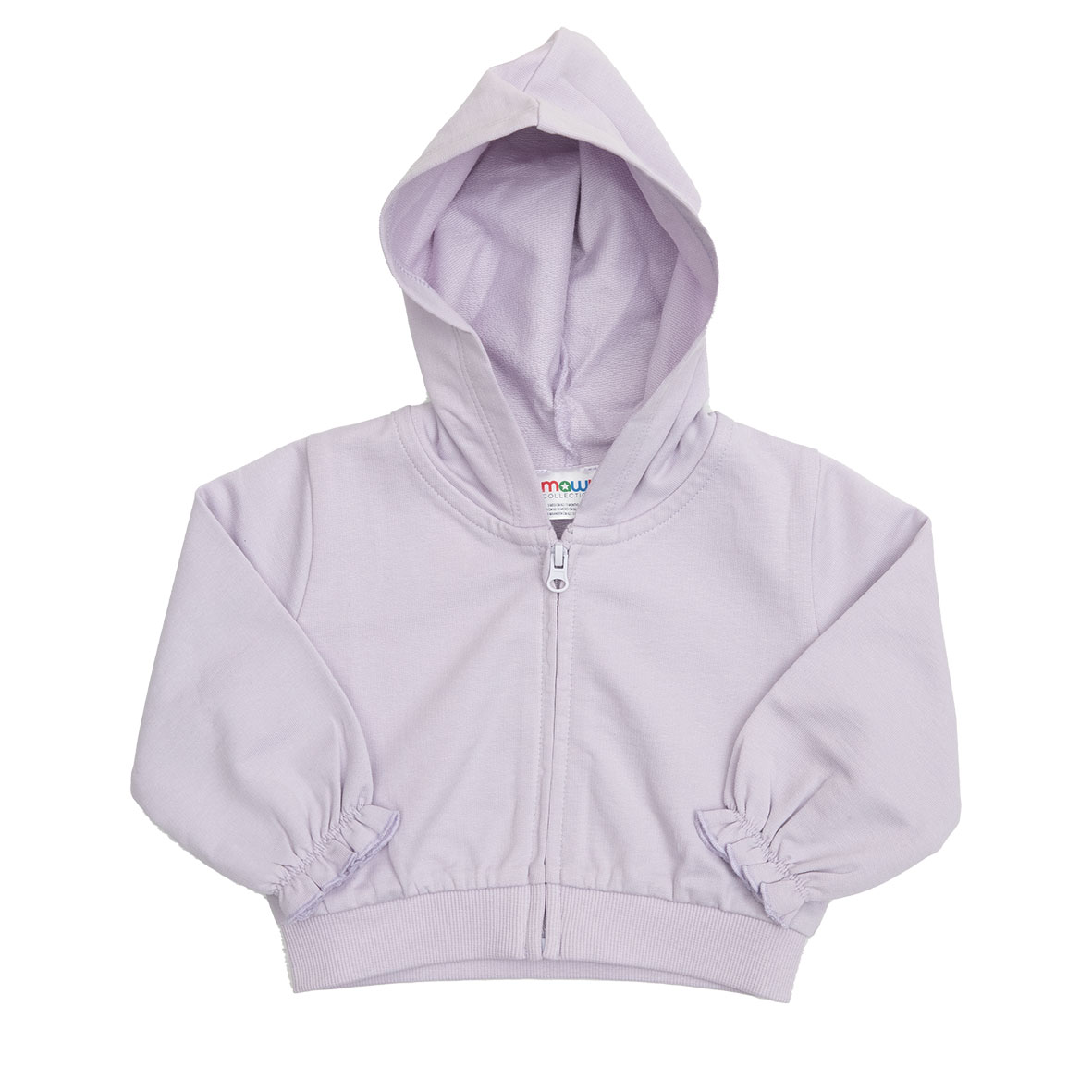 Felpa french terry con zip e cappuccio bimba rosa stampata - Mawi