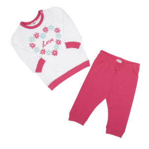 Pigiama bianco/fucsia bimba "love" - Mawi