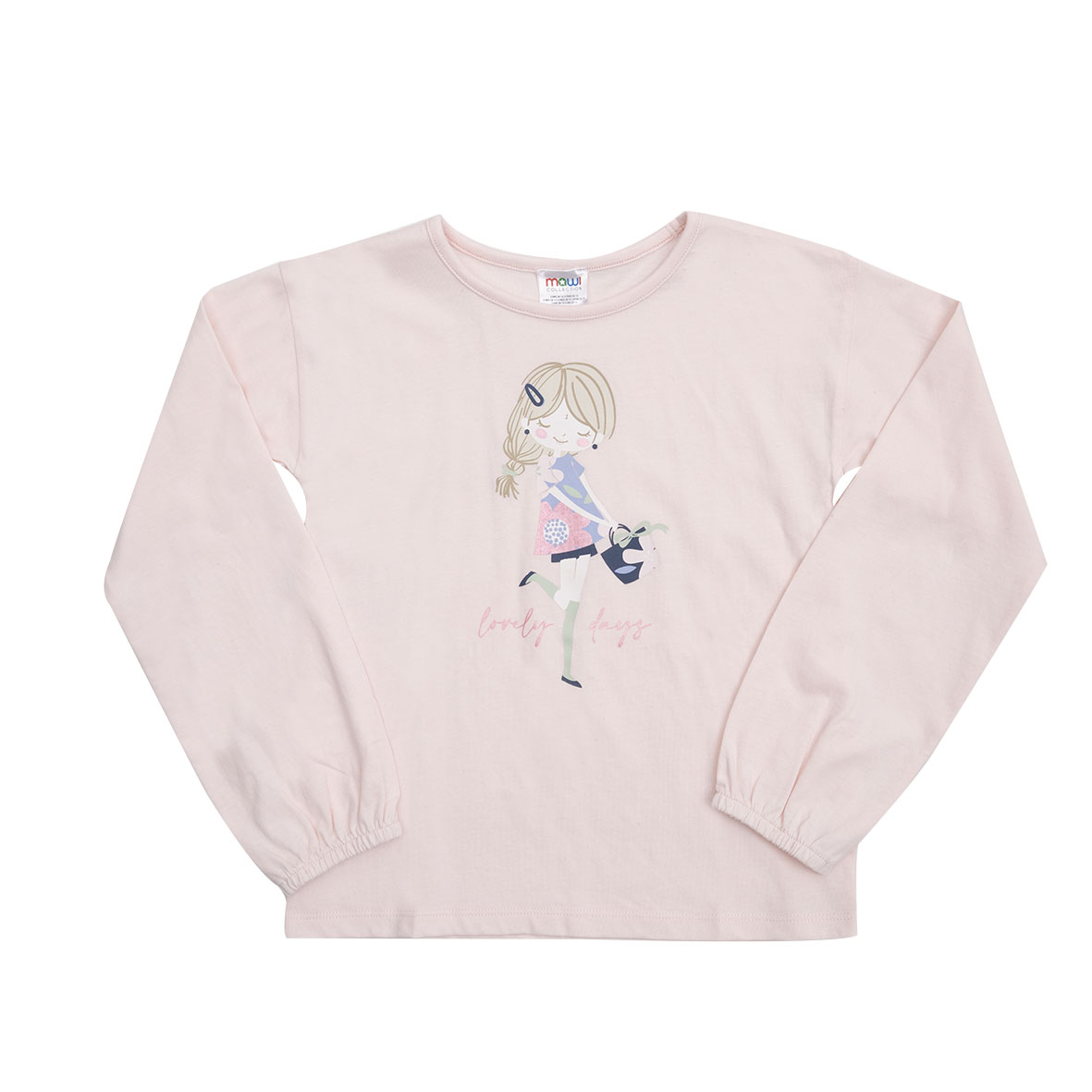 Maglia jersey manica lunga bimba rosa stampata - Mawi