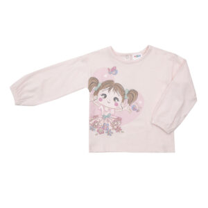 Maglia jersey manica lunga bimba rosa stampata - Mawi