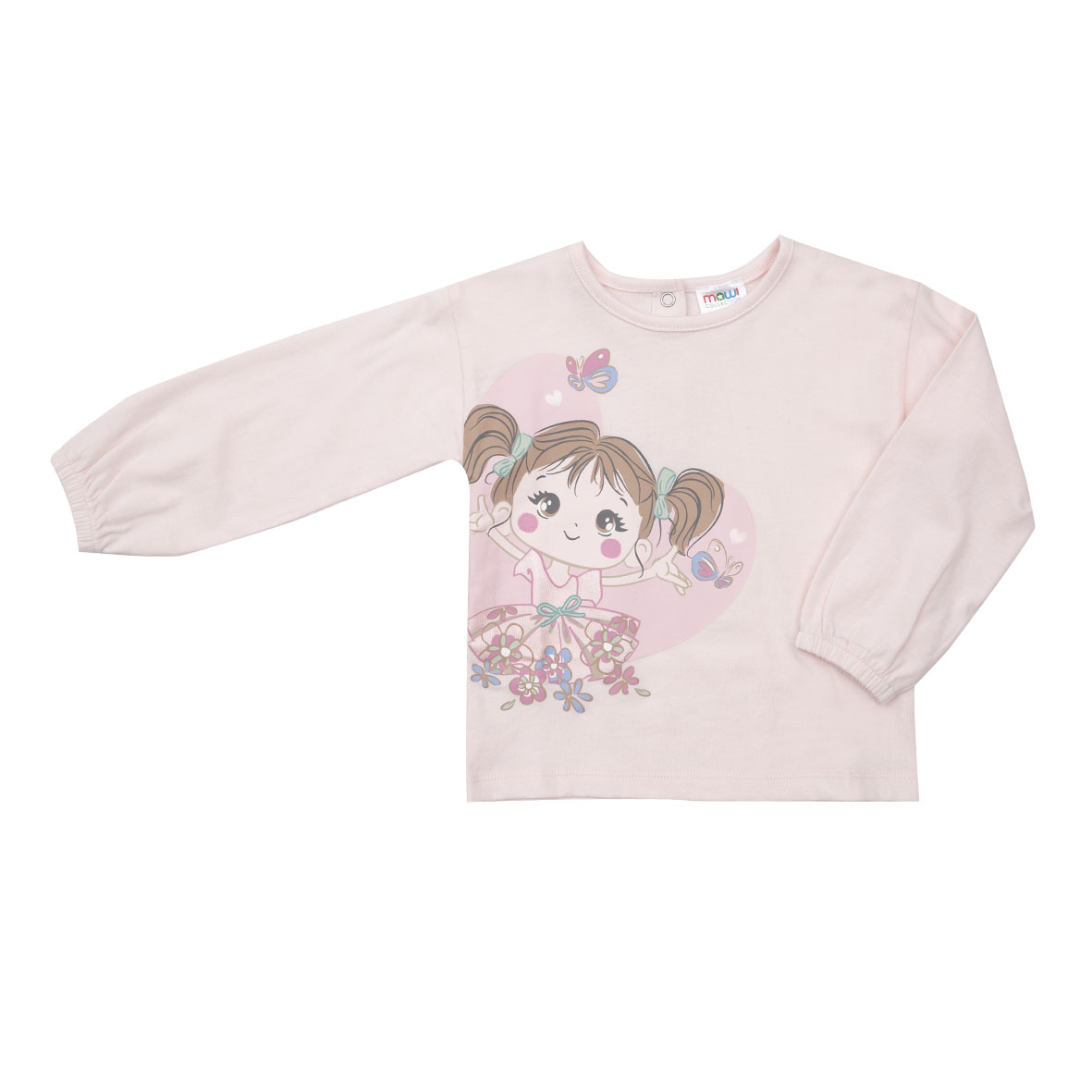 Maglia jersey manica lunga bimba rosa stampata - Mawi