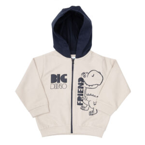 Felpa con zip e cappuccio bimbo bianca "dino" - Mawi