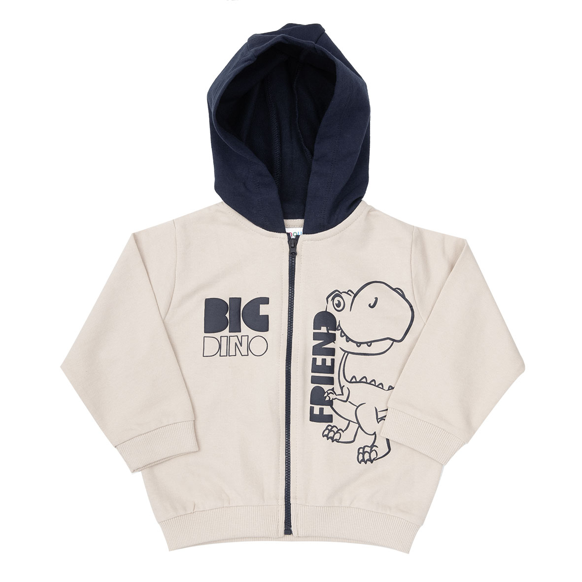 Felpa con zip e cappuccio bimbo bianca "dino" - Mawi