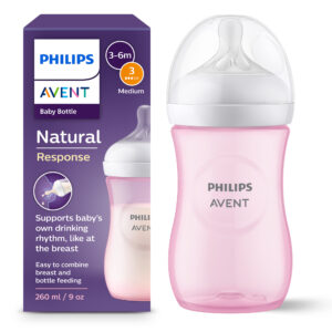 Biberon natural response rosa 260 ml, con tettarella flusso 3 (medio). età consigliata: 3-6m. biberon 1 pz: scy903/11 - philips avent - Avent