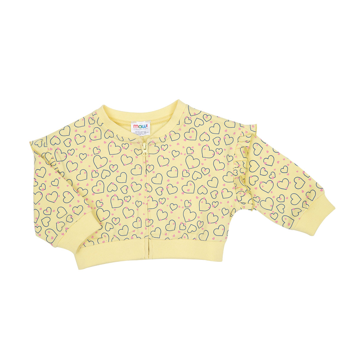 Felpa con zip bimba gialla stampata - Mawi