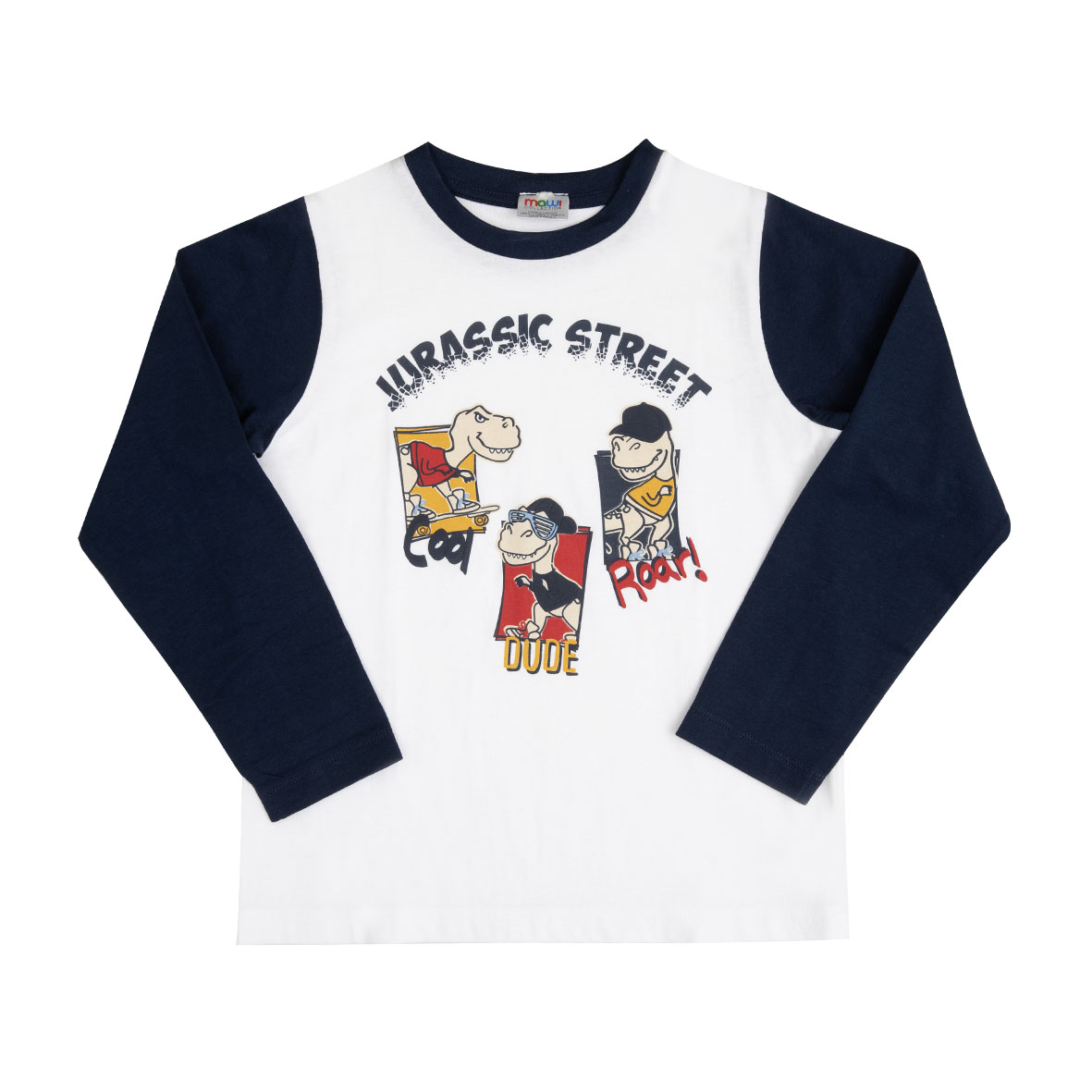 Maglia jersey raglan bimbo bicolor bianca/blu - Mawi