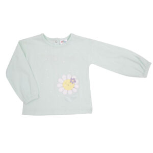 Maglia bimba verde chiaro stampa margherite - Mawi