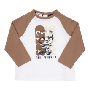 Maglia jersey raglan bimbo bicolor bianca/marrone - Mawi