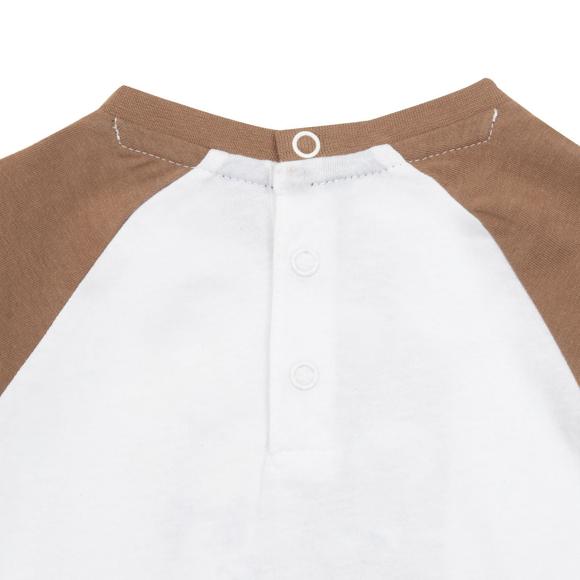 Maglia jersey raglan bimbo bicolor bianca/marrone - Mawi