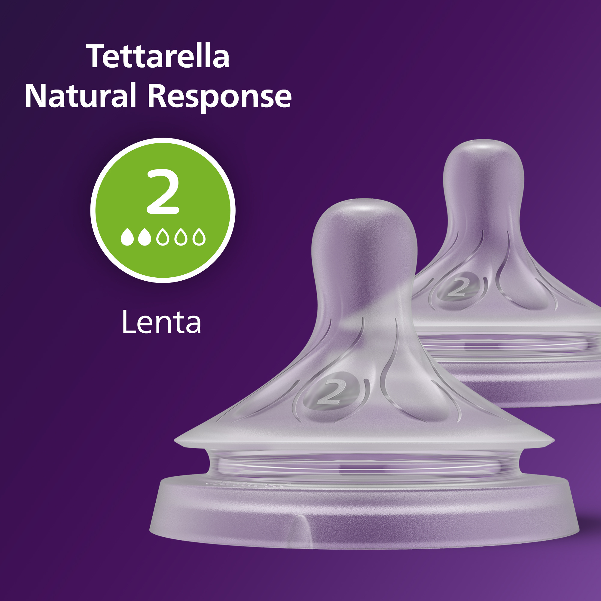 Tettarella natural response flusso 2 (lento). età consigliata: 0-3m. 2pz scy962/02 tettraelle per biberon - philips avent - Avent