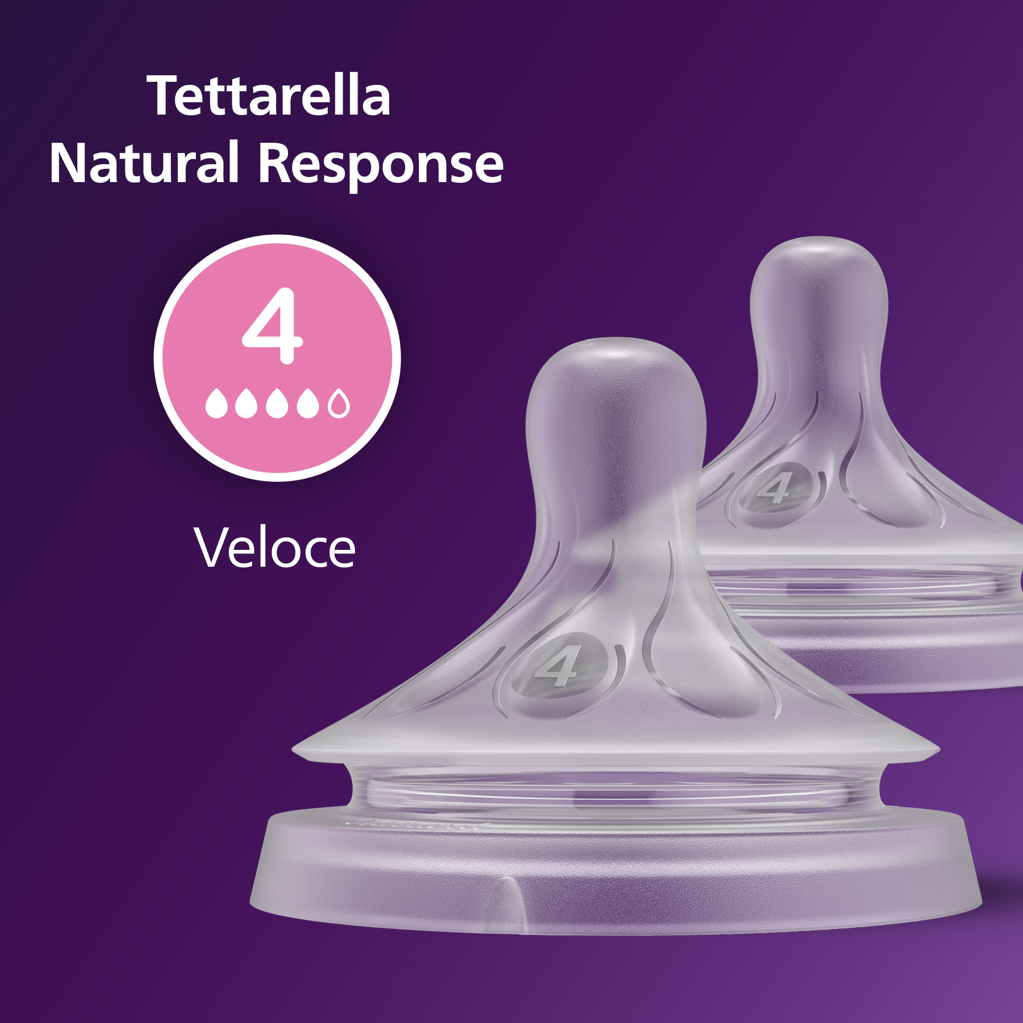 Tettarella natural response flusso 4 (veloce). età consigliata: 6m+. 2pz scy964/02 tettraelle per biberon - philips avent - Avent