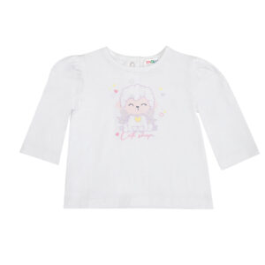 T-shirt manica lunga bimba bianca con stampa - Mawi