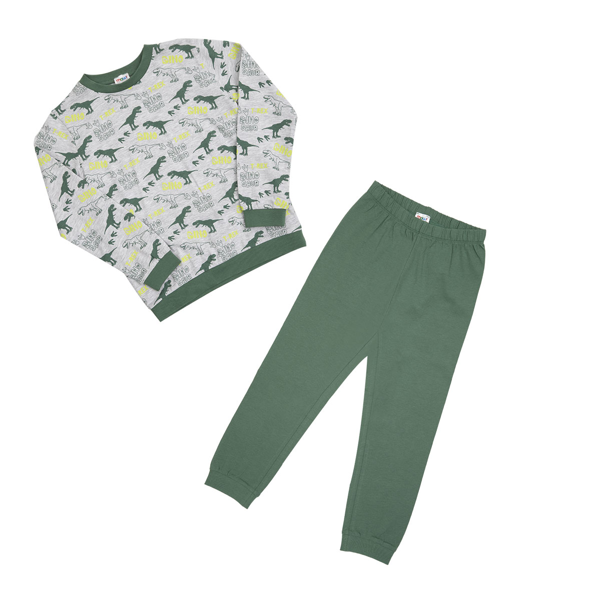 Pigiama bambino girigio/verde dino - Mawi