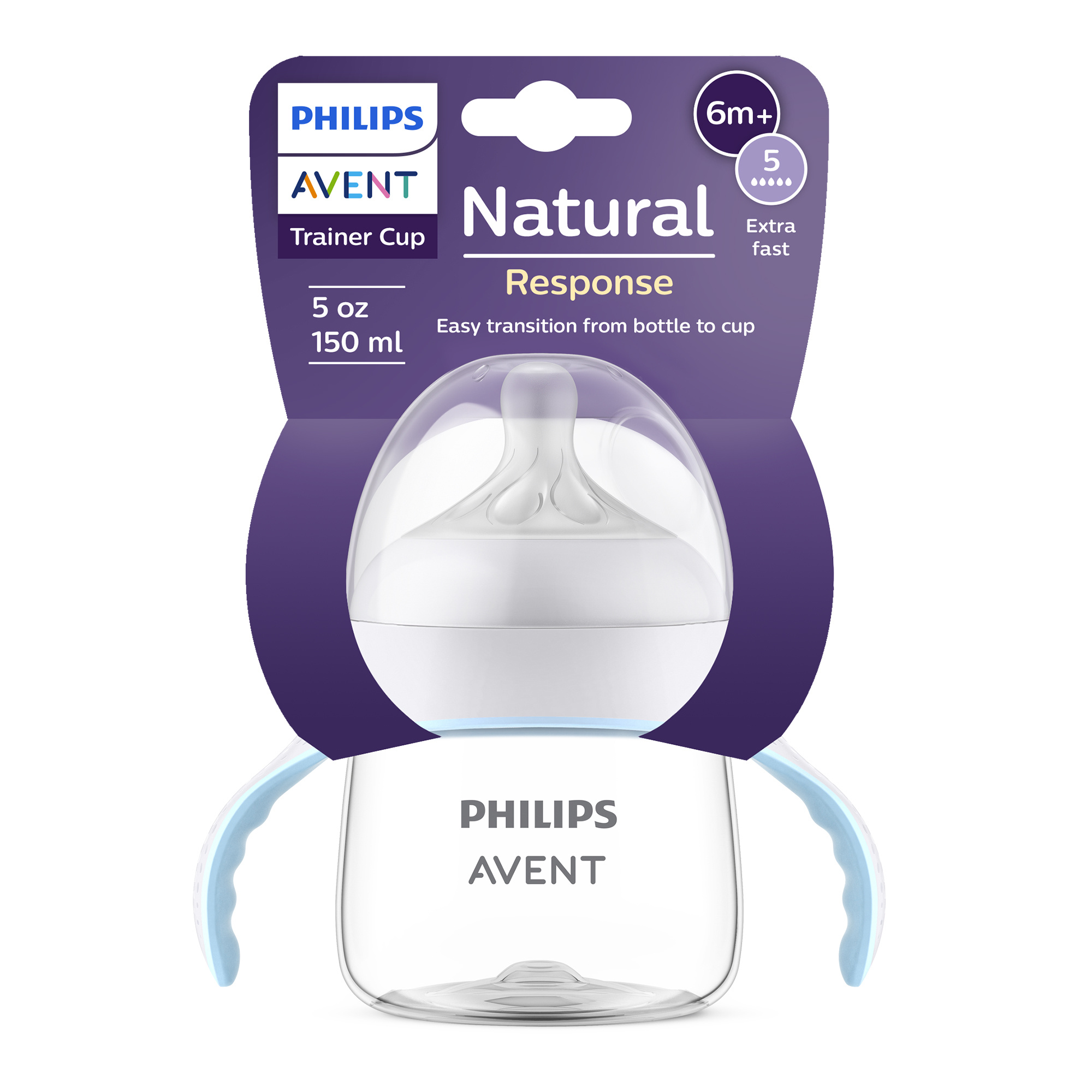 Bicchiere evolutivo natural response 125 ml, con tettarella flusso 5 (extra-veloce). età consigliata: 6m+. tazza biberon 1 pz - philips avent - Avent