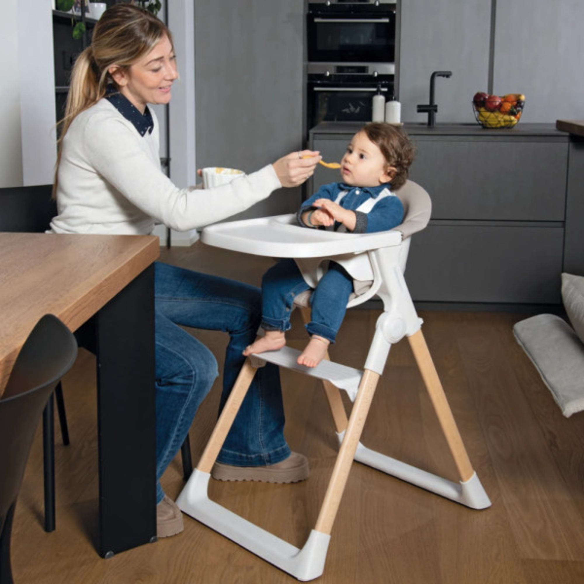 Seggiolone pappa con sdraietta 2 in 1 kidsmenu sand - foppapedretti - Foppapedretti
