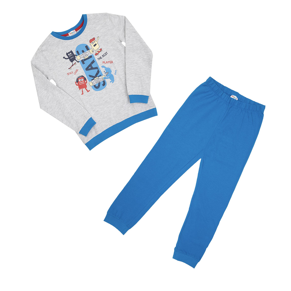 Pigiama bambino grigio/azzurro skate - Mawi