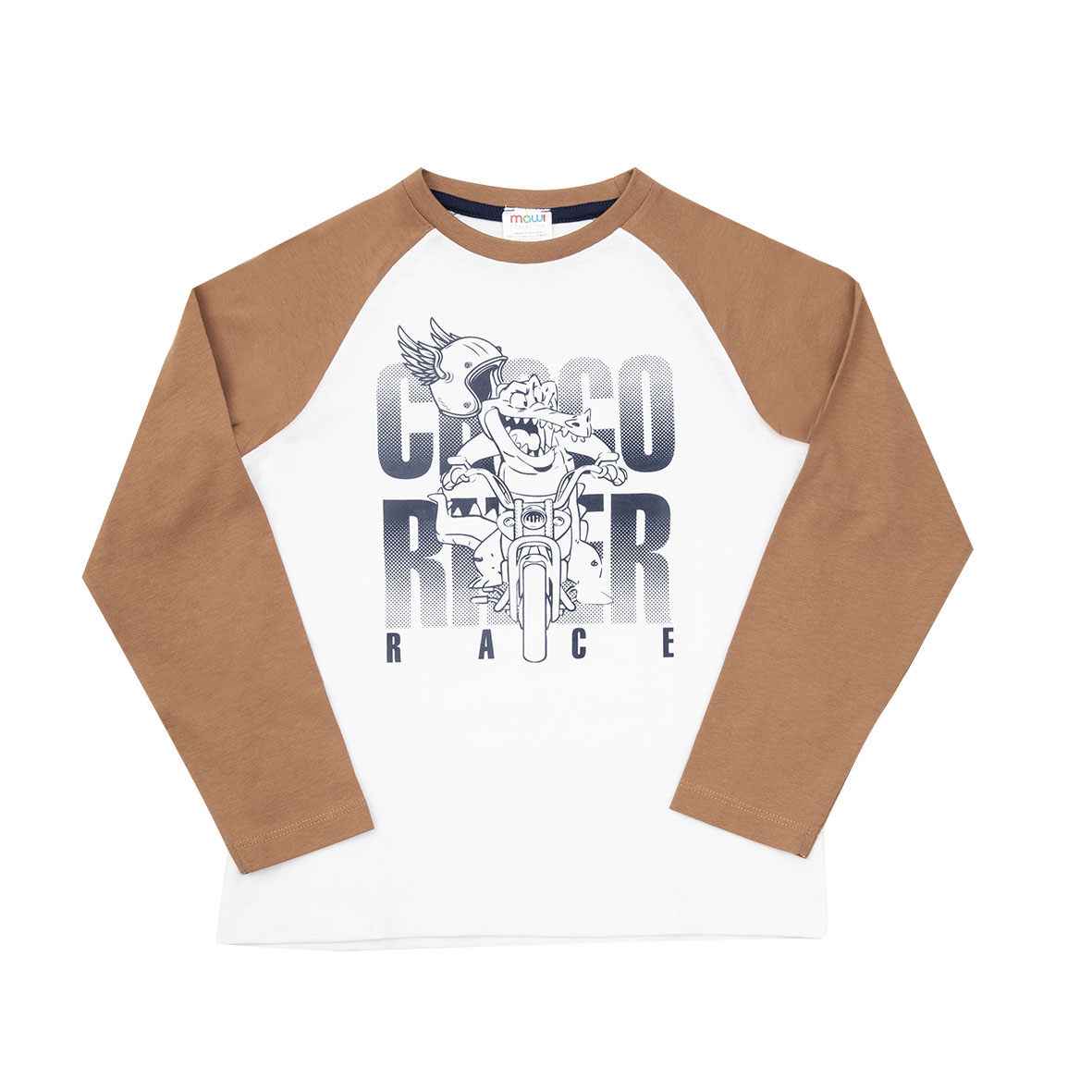 Maglia jersey raglan bimbo bicolor bianca/marrone - Mawi