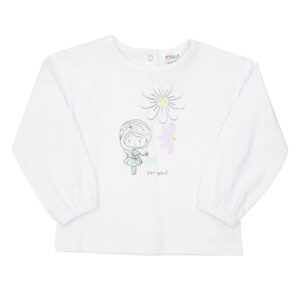 Maglia jersey manica lunga bimba bianca stampata - Mawi