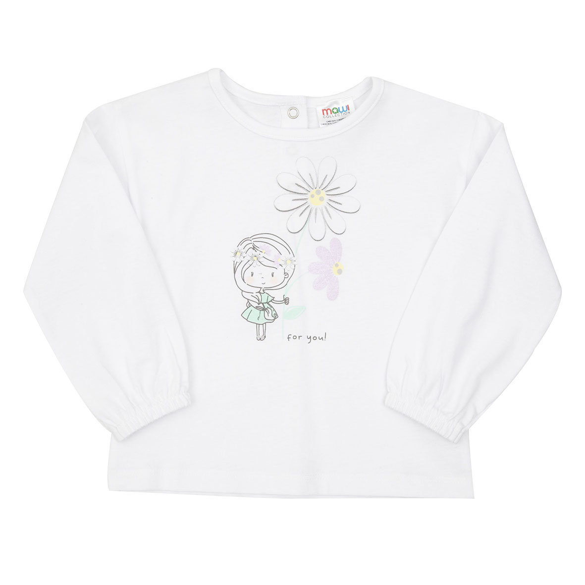 Maglia jersey manica lunga bimba bianca stampata - Mawi