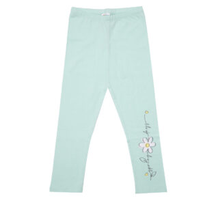 Legging stretch bimba verde stampa fiore - Mawi