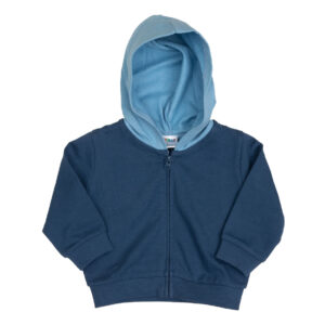 Felpa french terry con zip e cappuccio bimbo blue e azzurra - Mawi