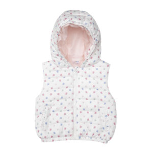 Gilet imbottito con cappuccio bimba bianco stampato - Mawi
