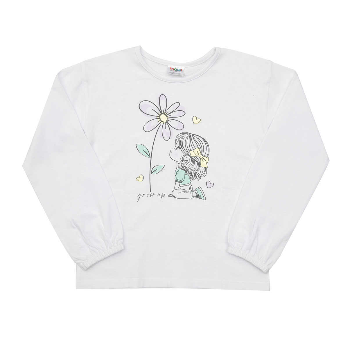 Maglia jersey manica lunga bimba bianca stampata - Mawi