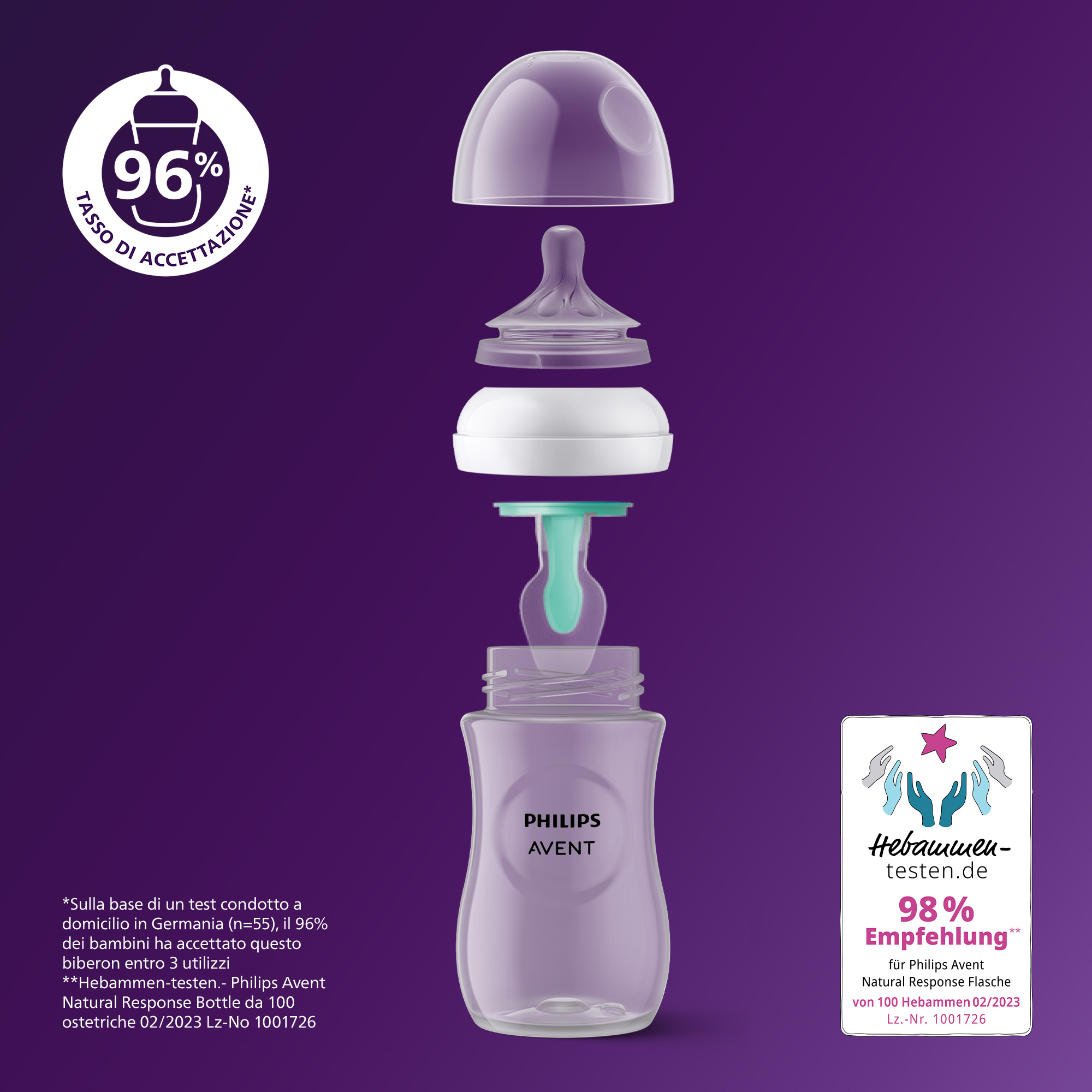 Biberon natural response con valvola airfree 260 ml, con tettarella flusso 3 (medio). età consigliata: 3-6m. biberon 1 pz: scy673/01 - philips avent - Avent