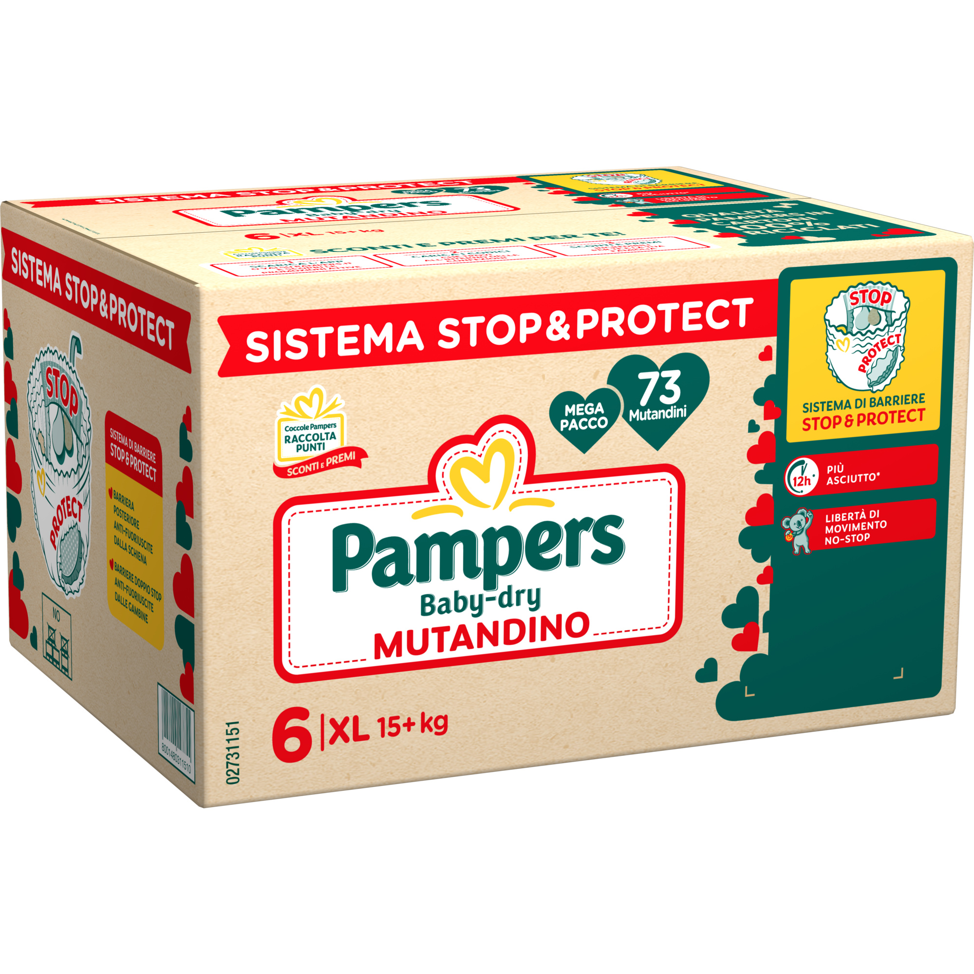 Mutandino baby dry mega xl (taglia 6) x73 - pampers - PAMPERS