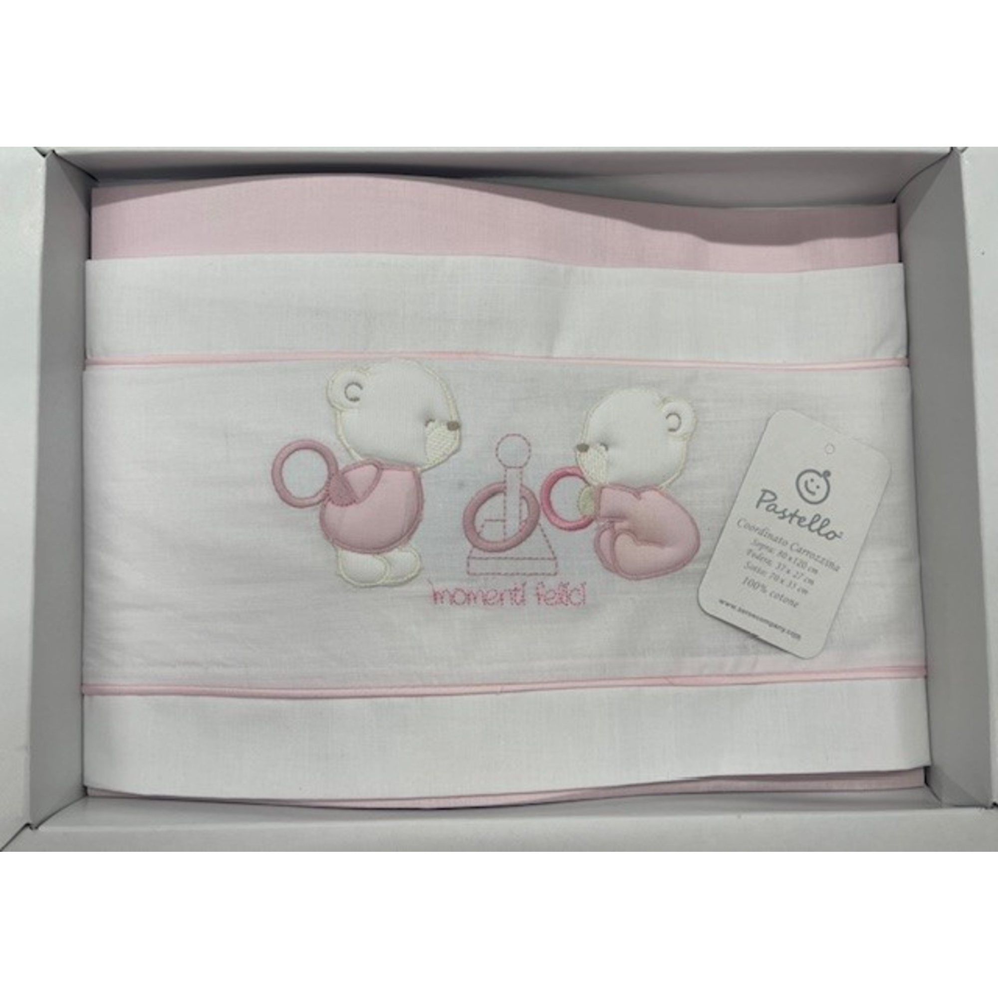 Lenz.max.culla 3 pz ricami - PASTELLO