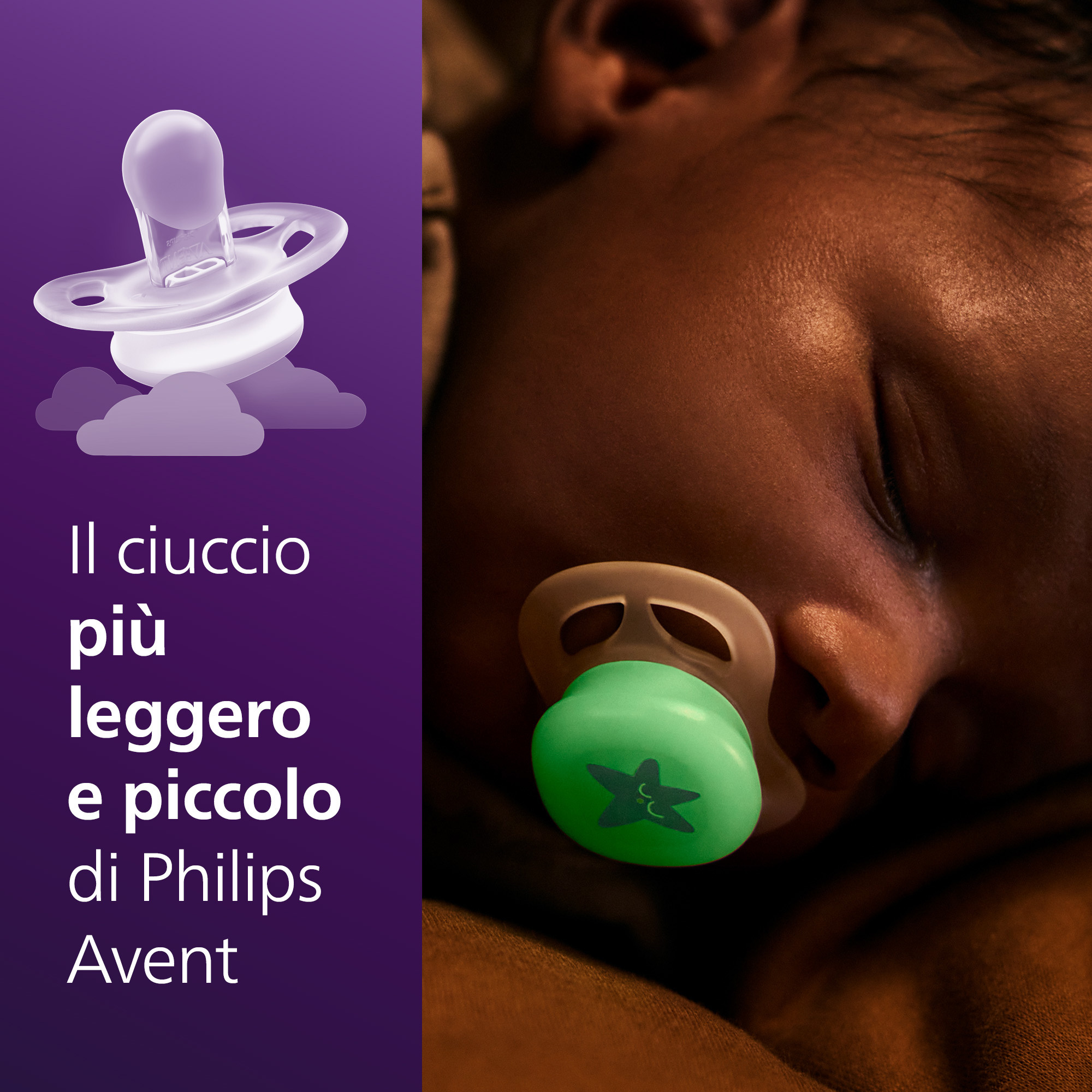Succhietti ultra start 0-2m night pastello viola e arancione luna e stella, a base vegetale - set da 2 ciucci - philips avent - Avent