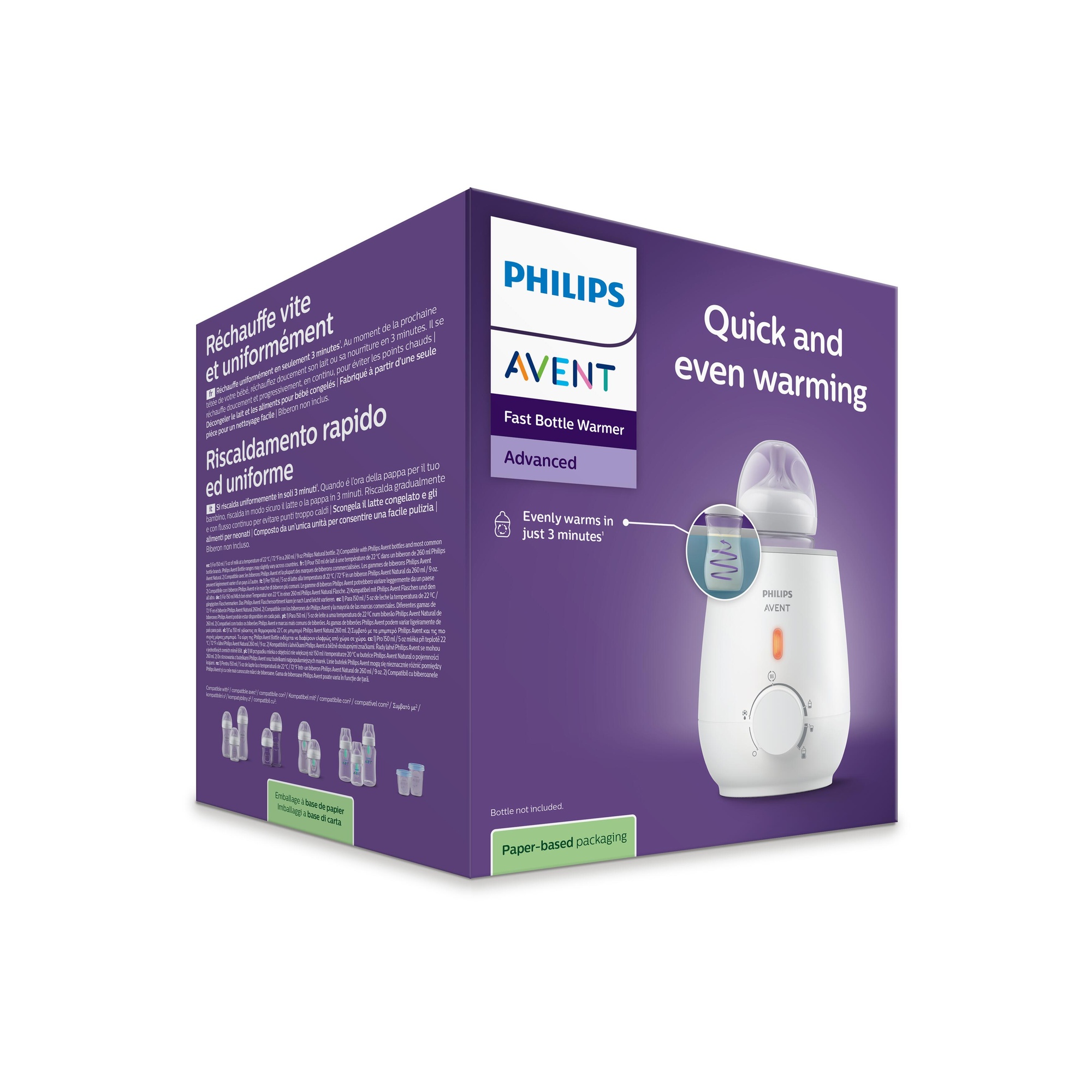 Scaldabiberon veloce advanced.  riscalda il biberon in modo rapido e uniforme. scongelamento sicuro e delicato.  modello scf355/09 - philips avent - Avent