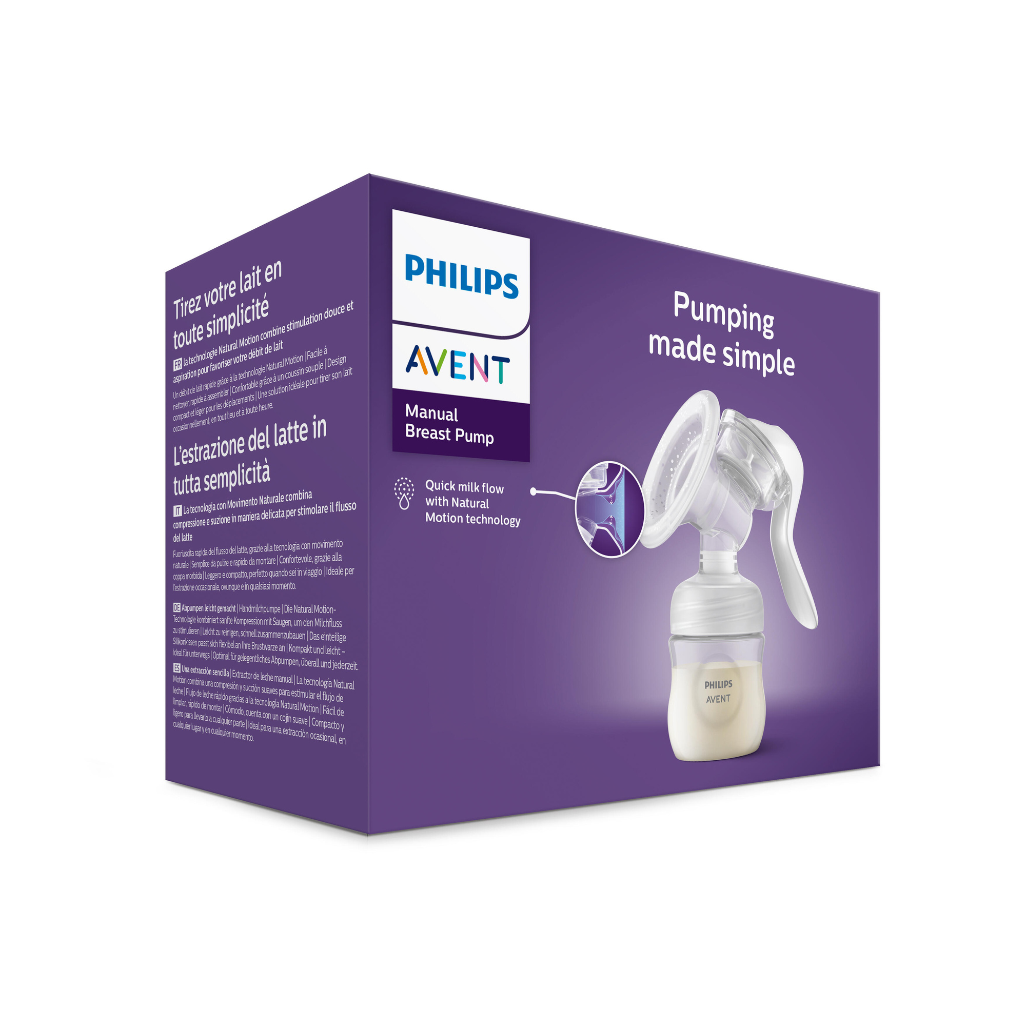 Tiralatte manuale singolo natural motion, estrazione facile e veloce, stimola il flusso del latte. senza bpa*.  modello scf430/01 - philips avent - Avent